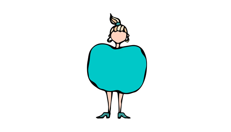 لباس مناسب برای زنان با اندام سیبی شکل بصورت کارتونی