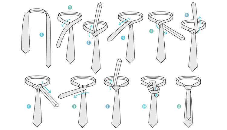 روش بستن گره کراوات four in hand