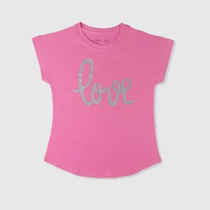 تیشرت طرح Love نگین دار دخترانه (6 تا 10 سال) کد 625964