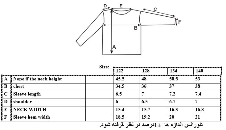 اطلاعات سایزبندی