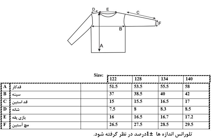 اطلاعات سایز بندی