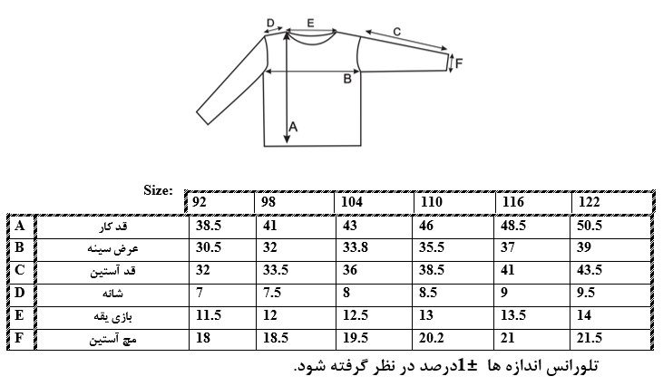 اطلاعات سایز بندی