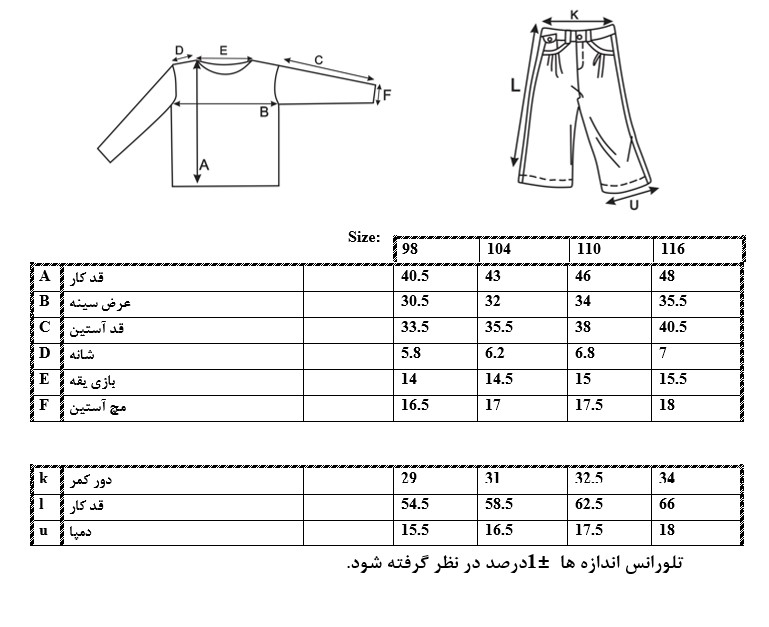 اطلاعات سایز بندی 