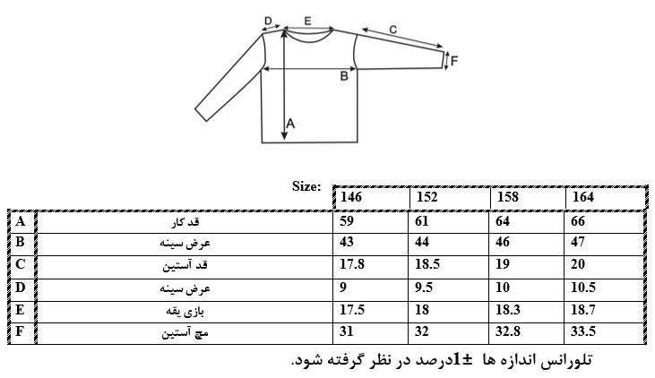 اطلاعات سایز بندی تیشرت طرح Ready پسرانه 