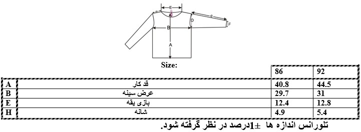 اطلاعات سایزبندی سارافون نوزاد دختر