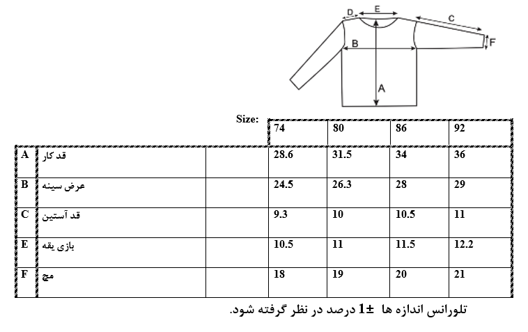 سایزبندی تیشرت طرح ماشین نوزاد پسر