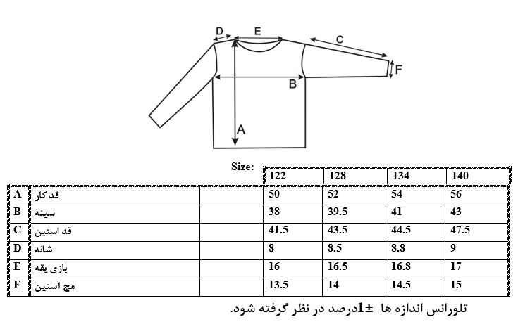 اطلاعات سایز بندی