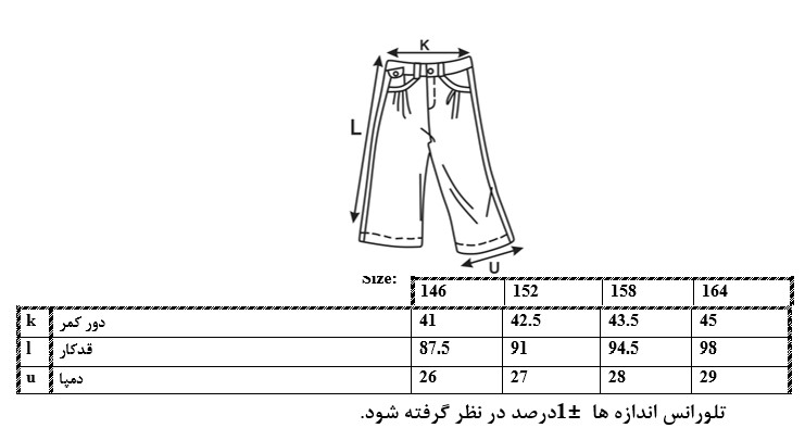 اطلاعات سایزبندی شلوار راحتی پسرانه