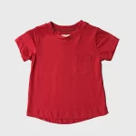 تیشرت طرح جیب دار دخترانه(قرمز تیره)