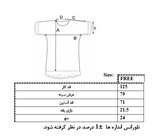 اطلاعات سایزبندی کفتان گلدار زنانه