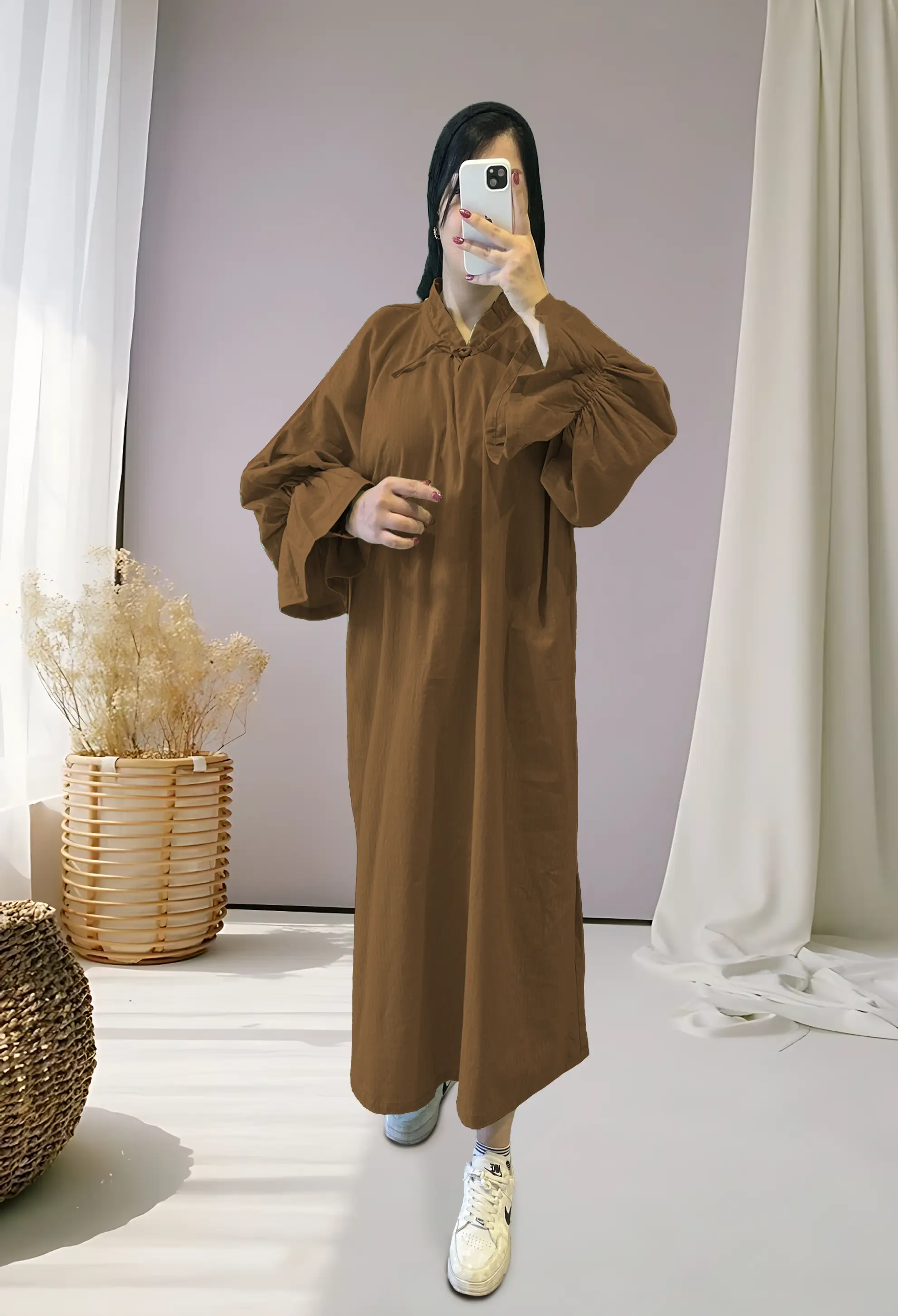 اطلاعات سایزبندی پیراهن آستین چین دار زنانه