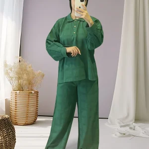 شومیز جلو بسته و شلوار زنانه (فری سایز) کد 029121