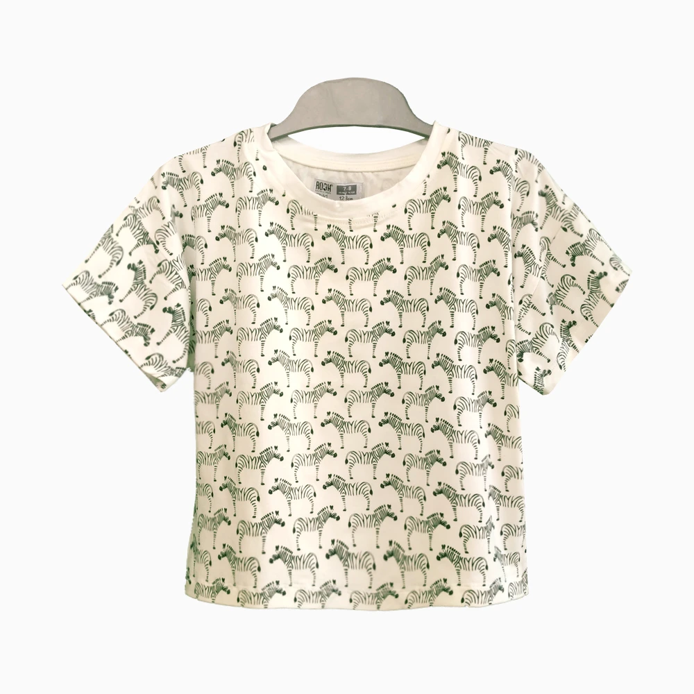 اطلاعات سایزبندی تیشرت و شلوارک طرح گورخر دخترانه