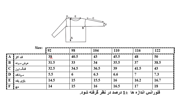 اطلاعات سایزبندی هودی طرح Fys پسرانه