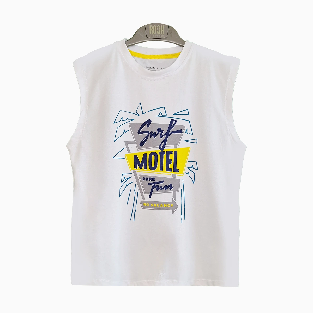 اطلاعات سایزبندی تاپ و شلوارک طرح Motel پسرانه