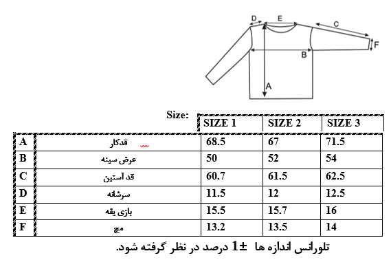 اطلاعات سایزبندی کت چهارخانه زنانه