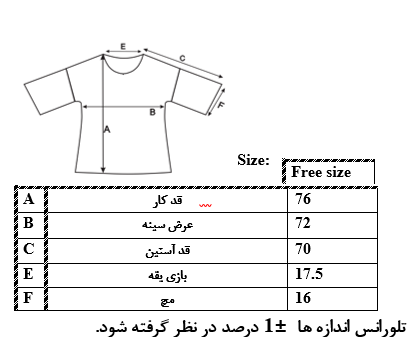 اطلاعات سایزبندی کاپشن کانگرویی زنانه