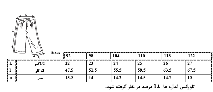 اطلاعات سایزبندی 