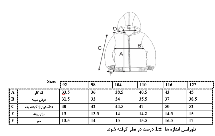 اطلاعات سایزبندی سویشرت طرح میکی موس پسرانه