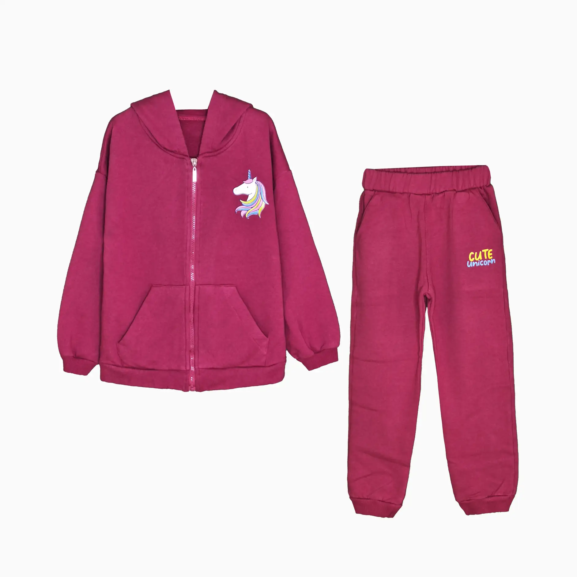 اطلاعات سایزبندی سویشرت و شلوار طرح یونیکورن دخترانه