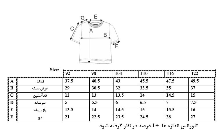 اطلاعات سایزبندی تیشرت طرح Good Mood پسرانه