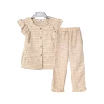 شومیز آستین پروانه و شلوار دخترانه