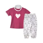 تیشرت و شلوار طرح قلب دخترانه