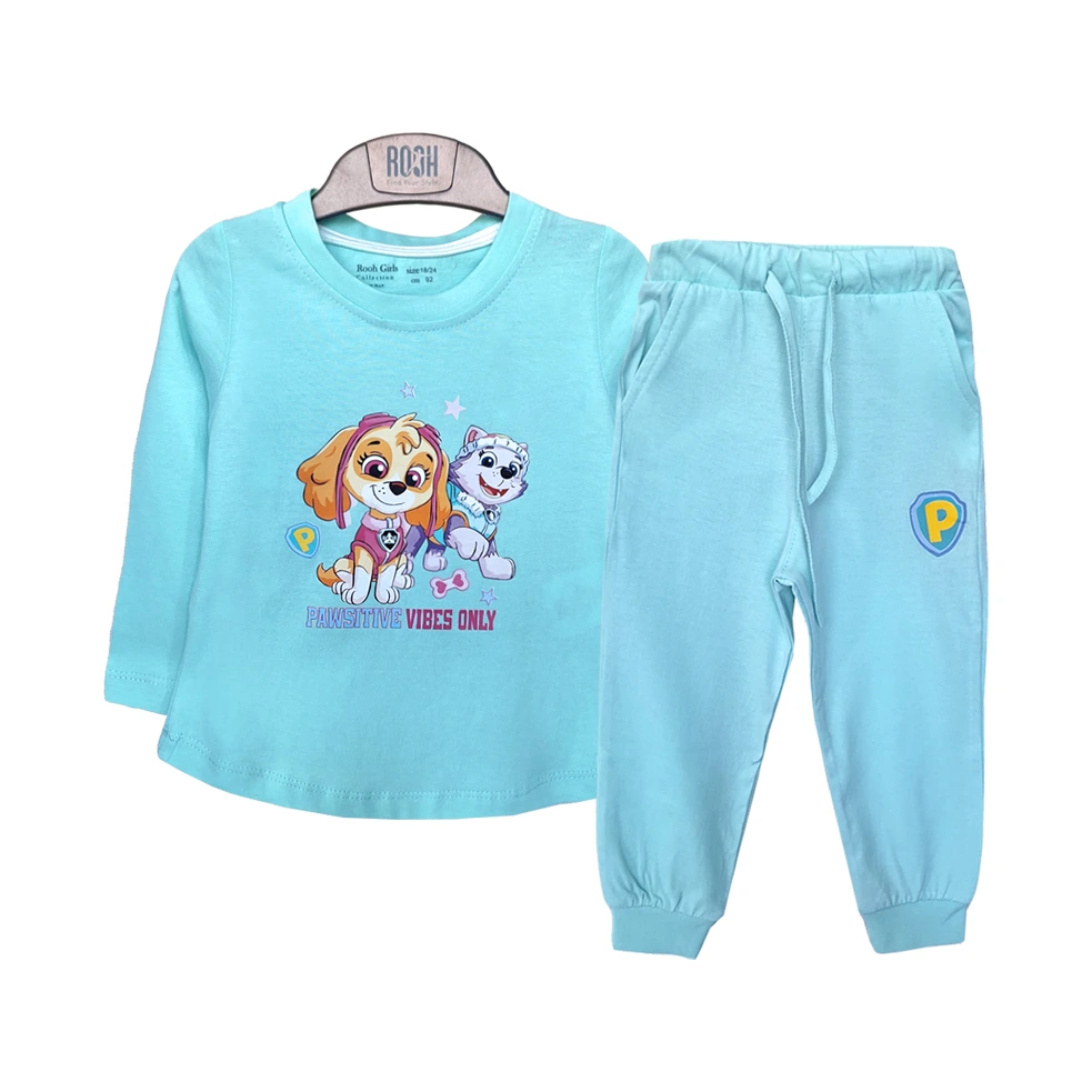 اطلاعات سایزبندی بلوز و شلوار طرح سگ نگهبان دخترانه