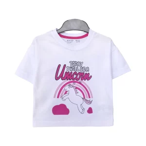 تیشرت کراپ و شلوارک طرح یونیکورن دخترانه (2 تا 9 سال) کد 629712