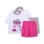 تیشرت کراپ و شلوارک طرح یونیکورن دخترانه