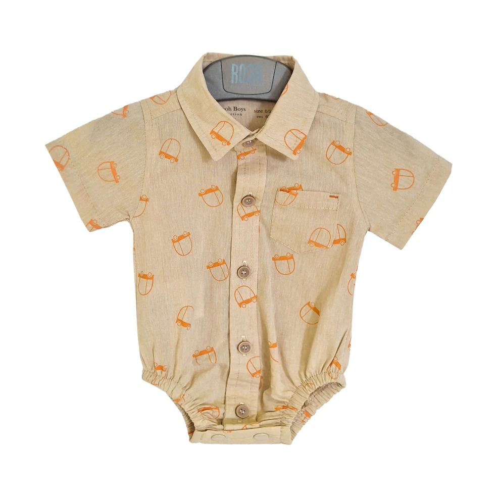 اطلاعات سایزبندی بادی دکمه دار طرح ماشین نوزاد پسر