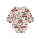 بادی آستین بلند طرح اتوبوس نوزاد پسر