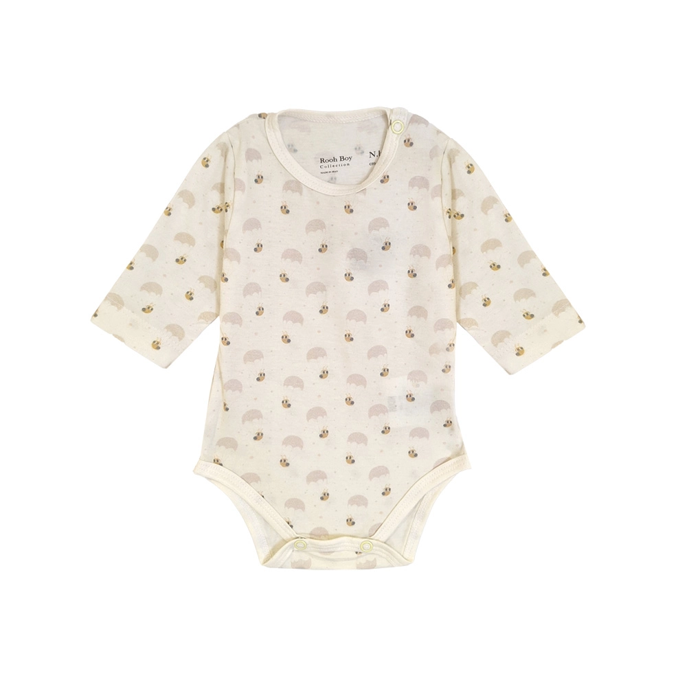 بادی آستین بلند طرح حلزون نوزاد پسر