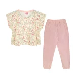 تیشرت کراپ و شلوار طرح گلدار دخترانه