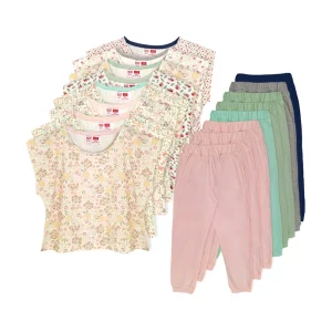 تیشرت کراپ و شلوار طرح گلدار دخترانه (7 تا 13 سال) کد 629496