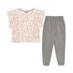 تیشرت کراپ و شلوار طرح گلدار دخترانه