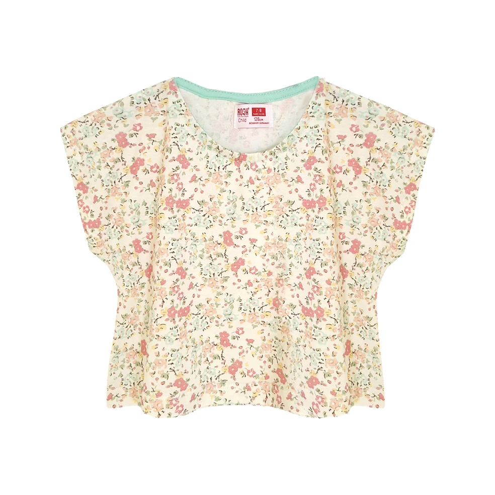 اطلاعات سایزبندی تیشرت کراپ و شلوار طرح گلدار دخترانه