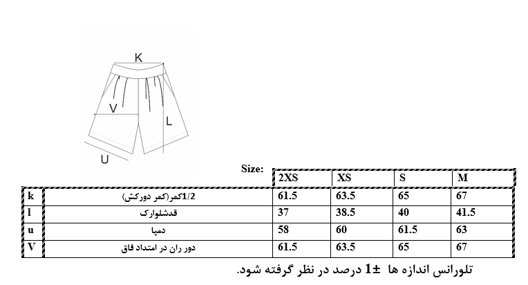 اطلاعات سایزبندی شلوارک طرح گل دار دخترانه