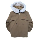 کاپشن چرم کلاه خزدار پسرانه