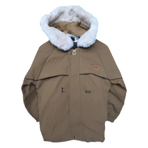 کاپشن چرم کلاه خزدار پسرانه