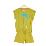 تیشرت و شلوارک طرح صورت دخترانه