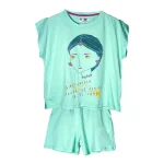 تیشرت و شلوارک طرح صورت دخترانه