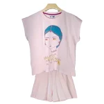 تیشرت و شلوارک طرح صورت دخترانه