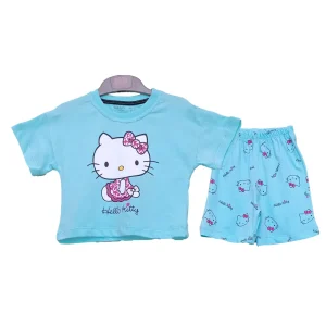 تیشرت و شلوارک طرح HELLO KITTY دخترانه (2 تا 9 سال) کد 629719