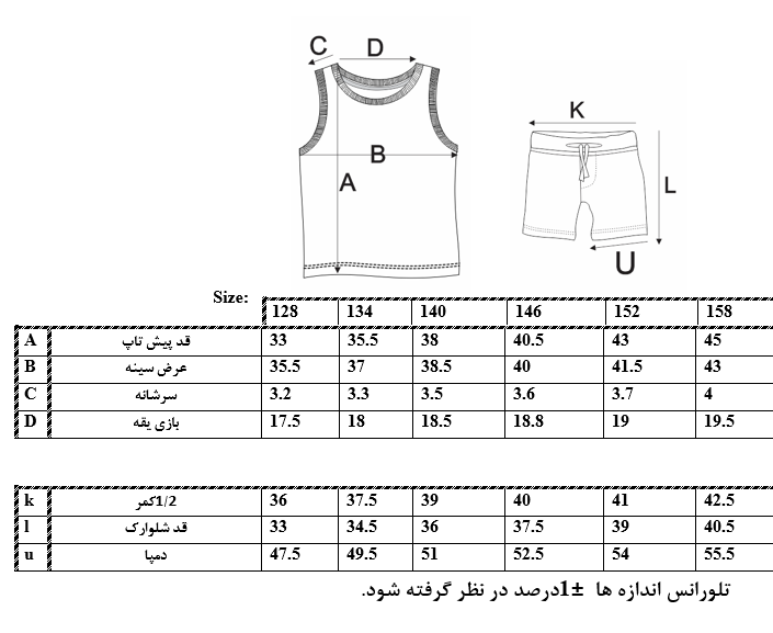 اطلاعات سایزبندی