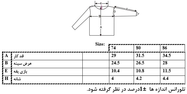 اطلاعات سایزبندی تاپ طرح Surf Club نوزاد پسر