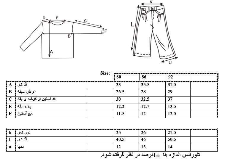 اطلاعات سایز بندی