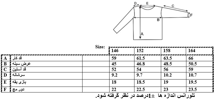 اطلاعات سایز بندی