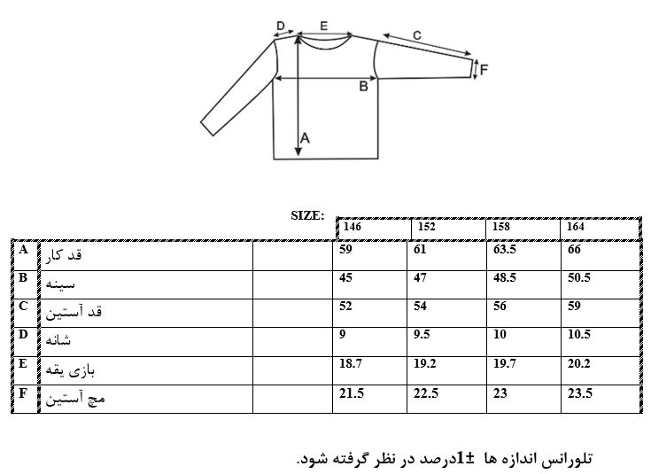 اطلاعات سایز بندی