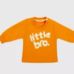 بلوز طرح Little Bro نوزاد پسر نارنجی کم رنگ